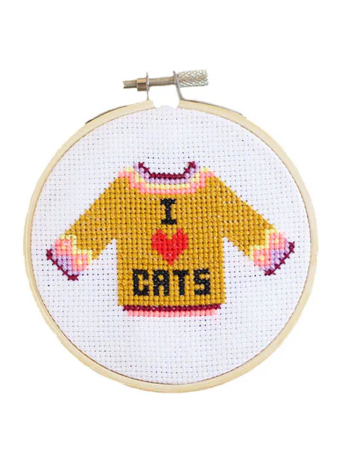 Cotton Clara I Love Cats Cross Stitch Kit