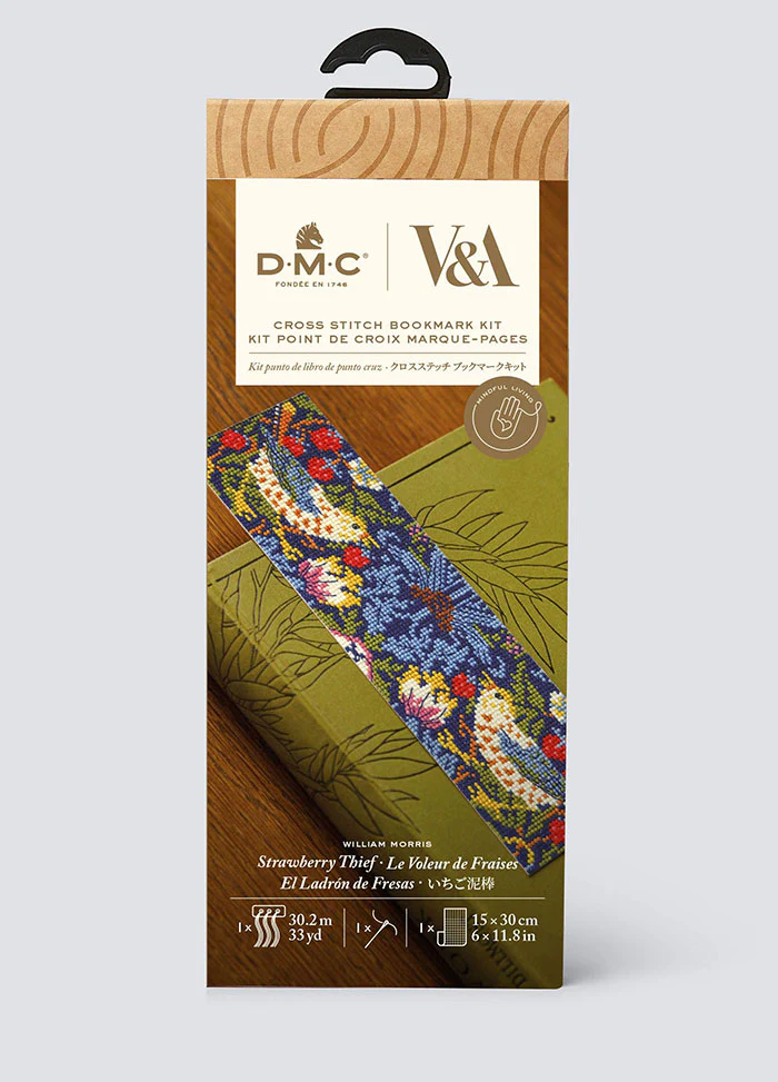 DMC V&A Cross Stitch Bookmark Kit - Strawberry Thief William Morris - Image 2